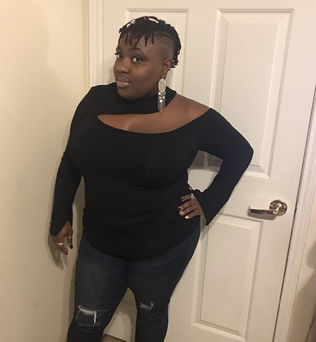 Reviewer wearing the top