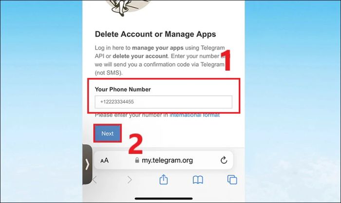 Truy cập trang web và điền số điện thoại của bạn