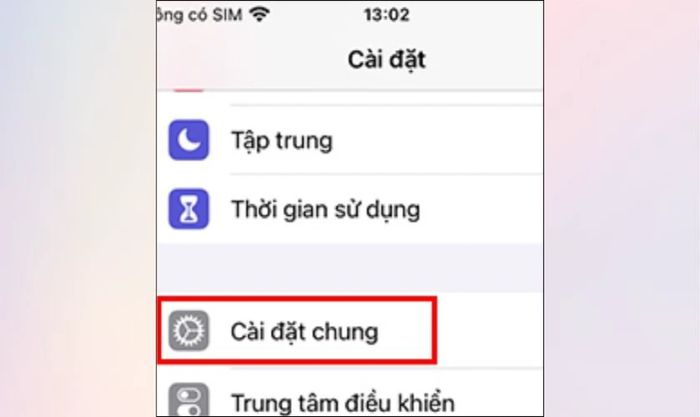 Mở ứng dụng Cài đặt trên iPhone, sau đó chọn mục Cài đặt chung để tiếp tục.