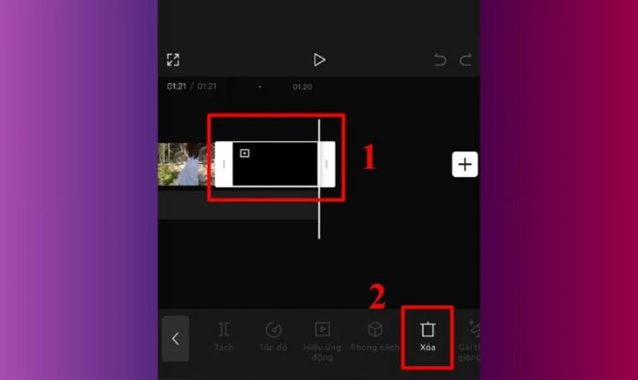 Bạn chọn phần video chứa logo và nhấn Xóa