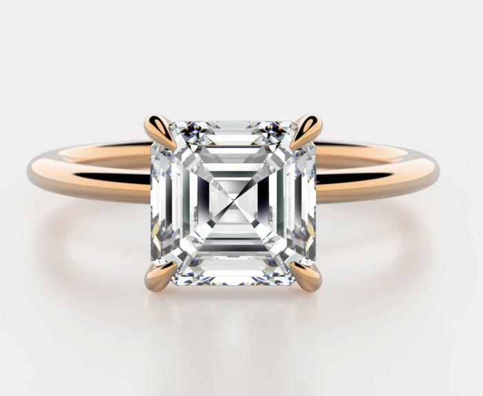 the ring featuring a square-cut diamond