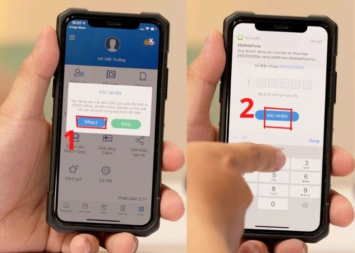 Nhập mã OTP và bấm xác nhận