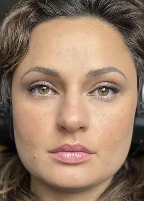 Reviewer's makeup after using the setting spray.
