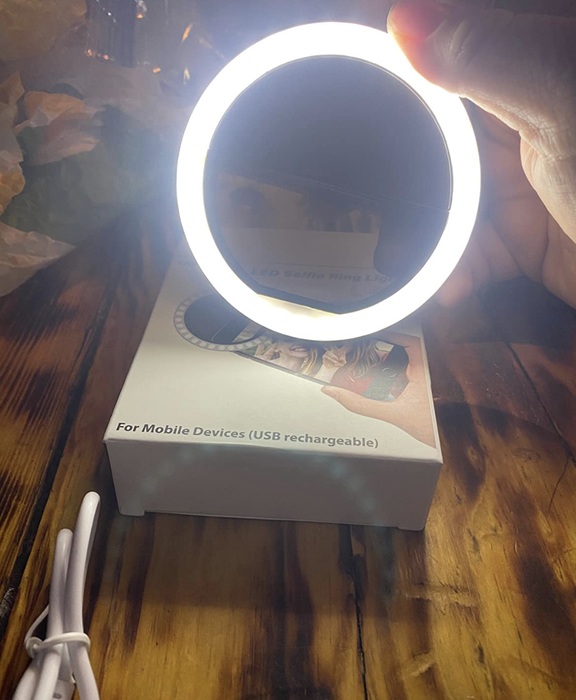 A photo of the ring light, highlighting its compact and user-friendly design.