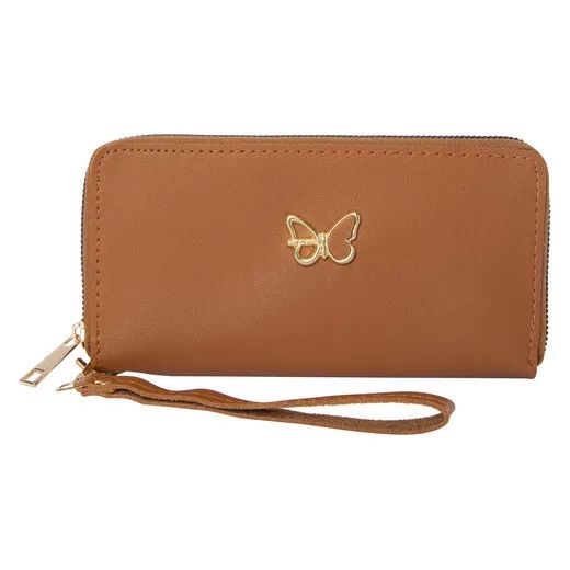 A tan-colored wallet