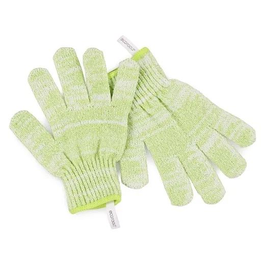 Green bath and shower gloves