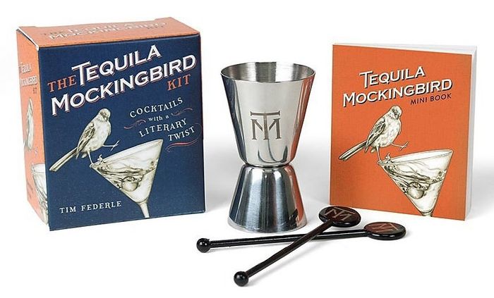 the cocktail kit complete with a jigger and recipe book
