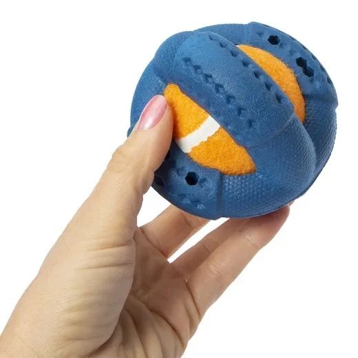 Hand holding a dog toy