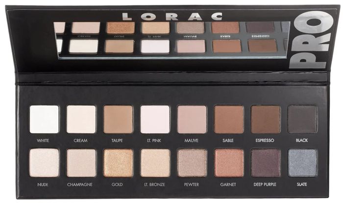 The Lorac Pro Palette, a favorite for its buttery textures and versatile shade range.