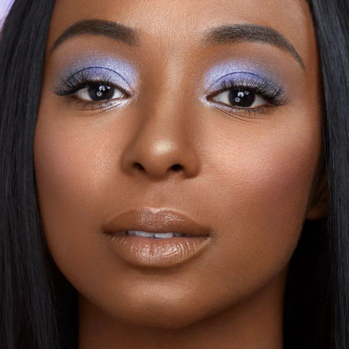 A model showcasing a stunning eye look created using shades from the palette.