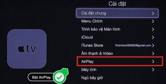 Chiếu màn hình iPhone lên tivi