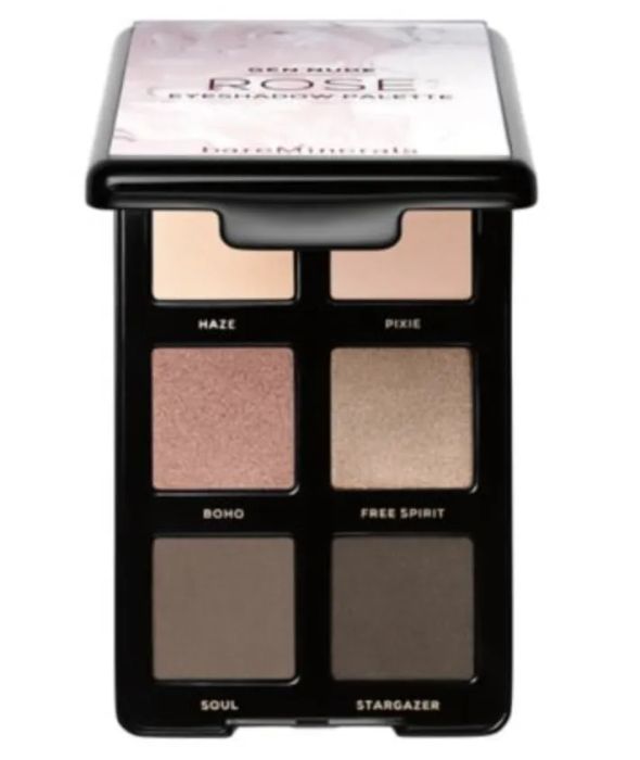 The Gen Nude Rose Palette includes six versatile shades, perfect for crafting soft, romantic eye makeup.