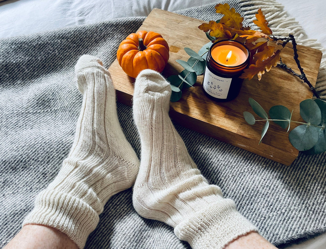 Wool socks, perfect for wearing in bed.