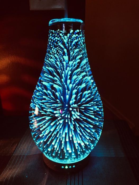 A photo from the reviewer showing the light in one of its seven different color options