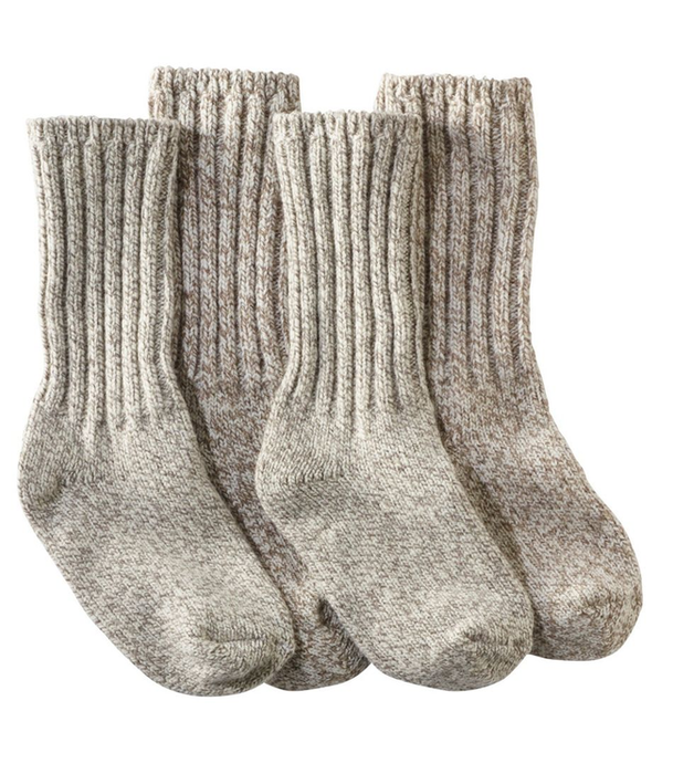 Two pairs of ribbed wool socks featuring a thick, cozy texture