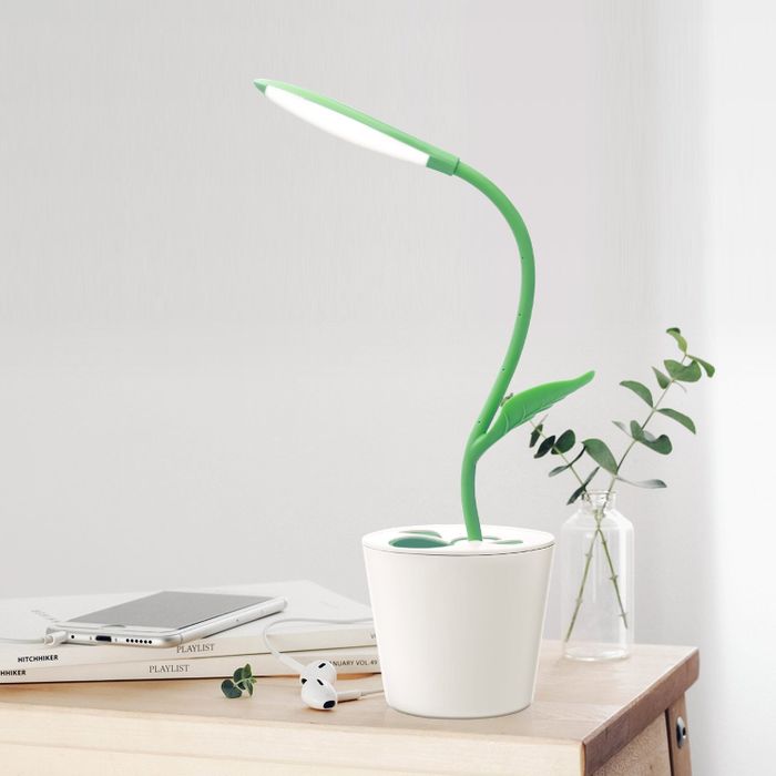 A desk lamp placed on a table