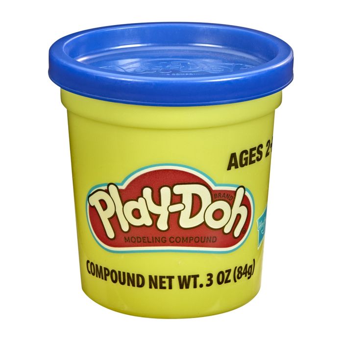 A Play-Doh container for ages 2+, with 3 oz. of soft, squishy dough, perfect for creative play and crafting activities.