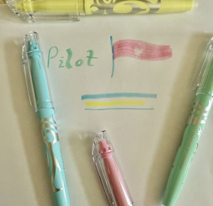 Assorted pastel highlighters on paper, with the word