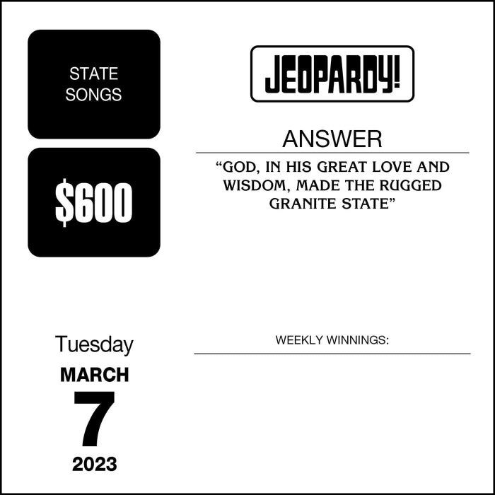 The question for March 7: The category is State Songs, and the question is