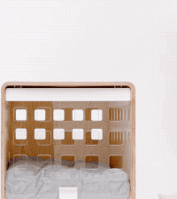 A model opening a crate to allow a dog to enter