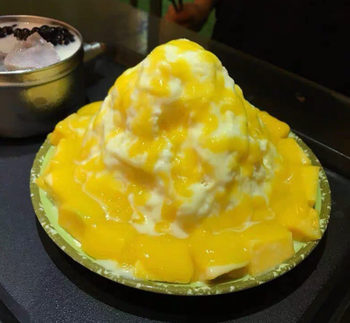 A reviewer's snow cone made using the product