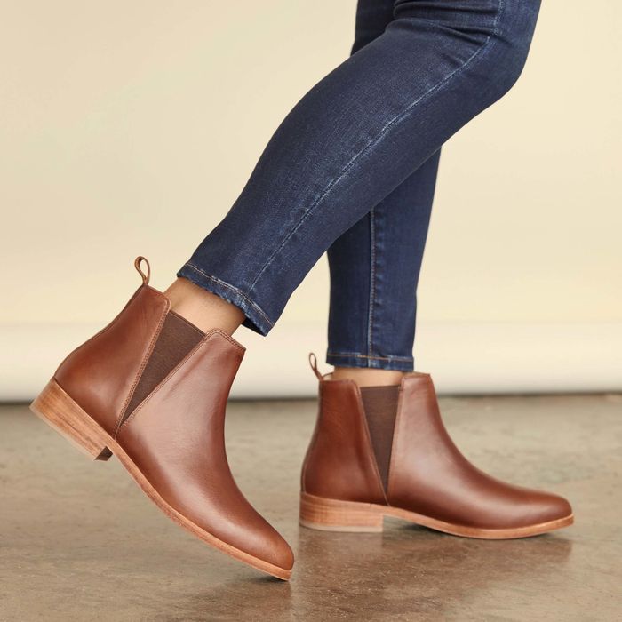Model showcasing chic Chelsea boots