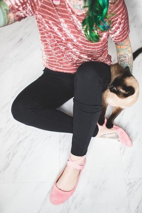 Reviewer wearing the pink flats