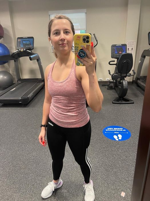 A reviewer showcasing the shirt