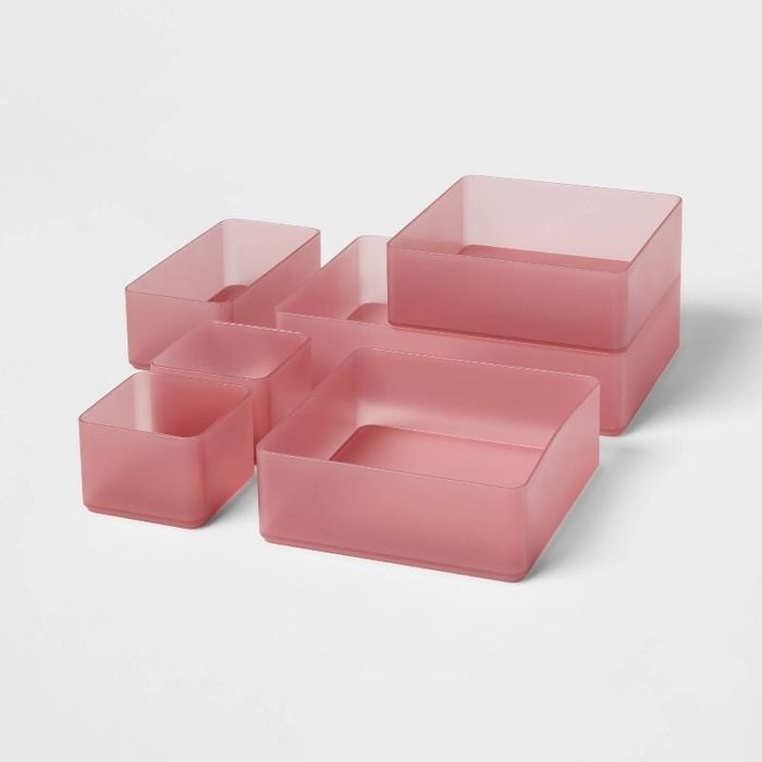 The pink drawer organizers