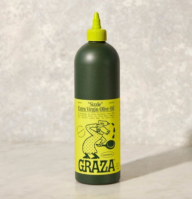 The olive oil in its easy-to-use squeeze bottle