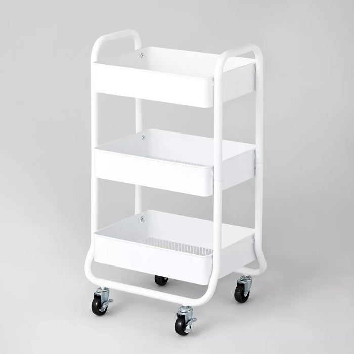 a sleek white utility cart