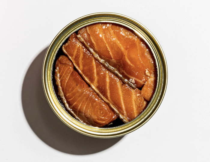 the salmon inside its tin