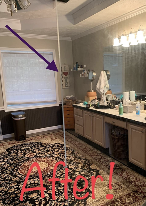 the same shower door now fully transparent and stain-free