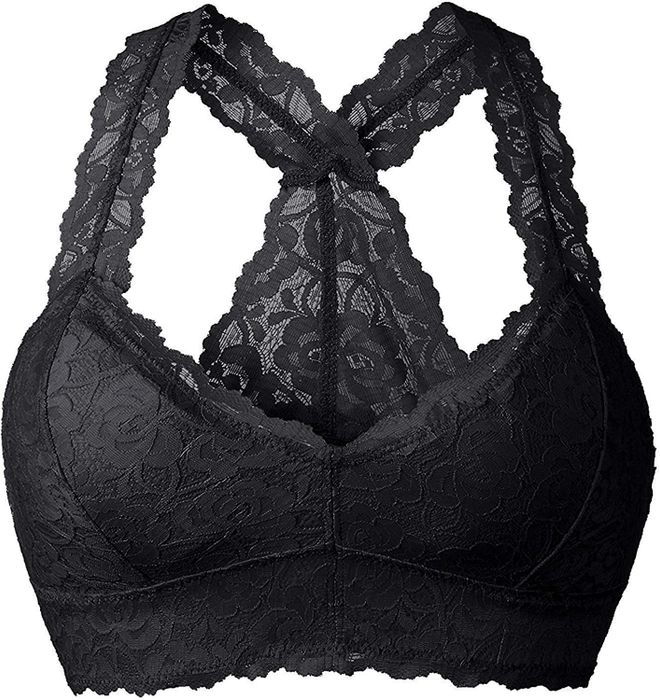 A sleek black racerback bralette