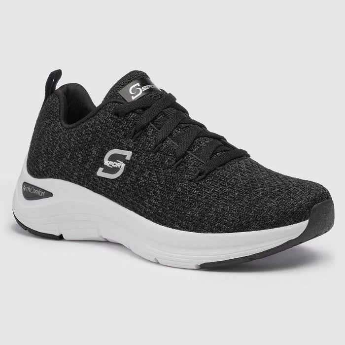 The sleek black Skechers performance sneakers