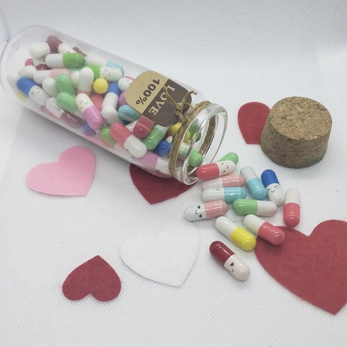 the capsules neatly arranged in their jar