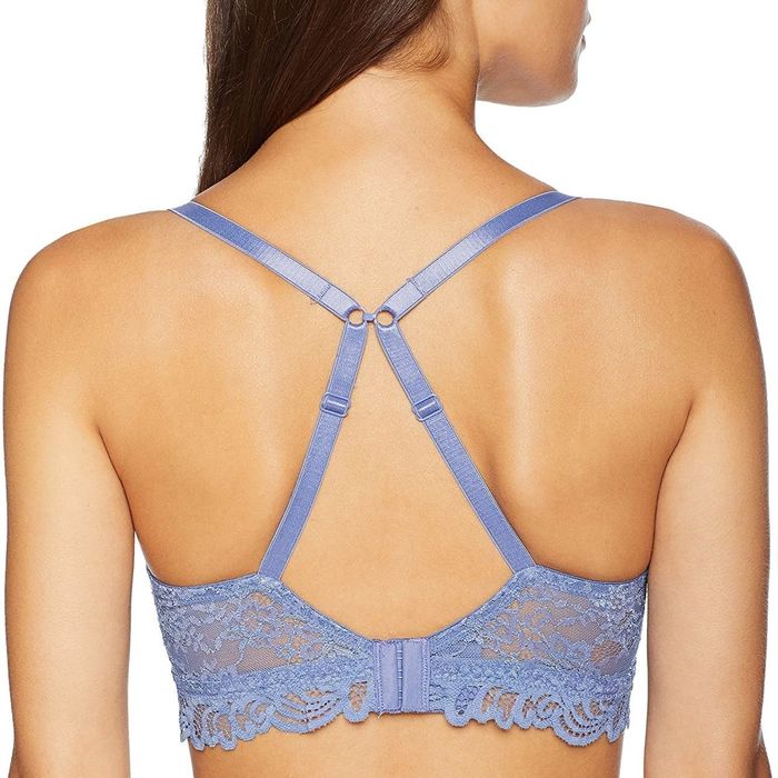 Back view of a model in a cross-strap bra