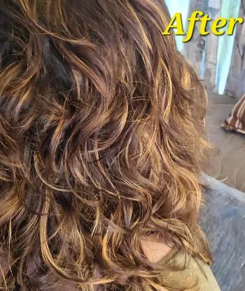 the same reviewer showcasing their hair's transformation after using the curl cream