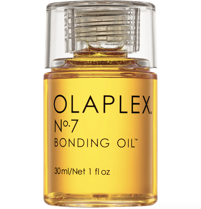 Olaplex oil bottle displayed on a white background