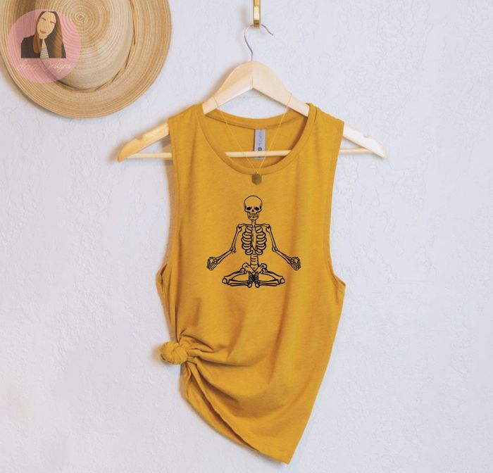 The vibrant yellow yoga skeleton tank.