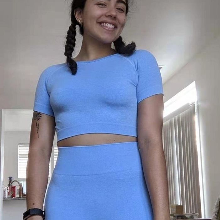 a reviewer styled in the blue set