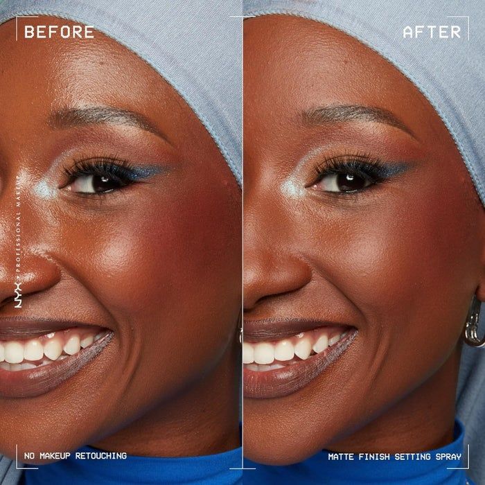 model demonstrating the transformative effect of the setting spray