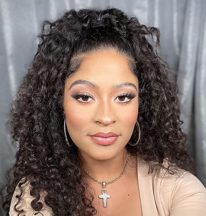 A reviewer's makeup after using the Paw Paw makeup sponges, looking perfectly blended and smooth