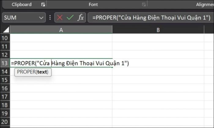 Cách sử dụng hàm PROPER để viết hoa chữ cái đầu trong Excel