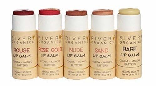 the lip balms displayed in various shades
