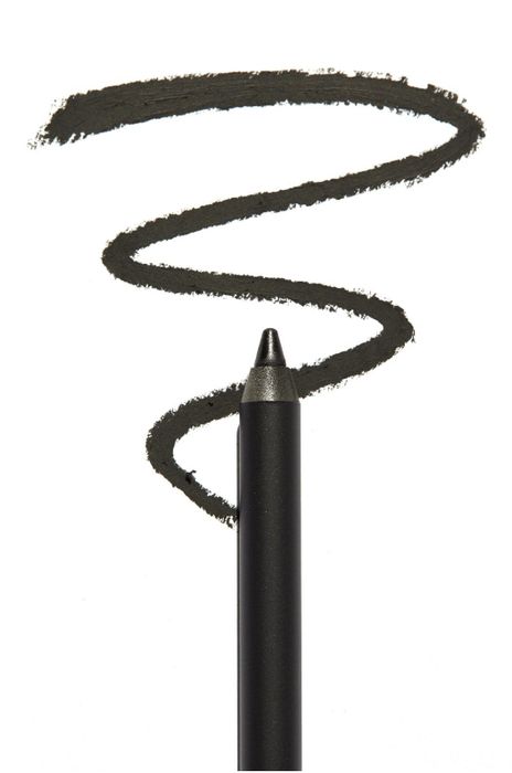 black eyeliner displaying a thick, curly line