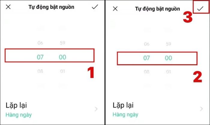 Tùy chỉnh thời gian tự động bật/tắt nguồn
