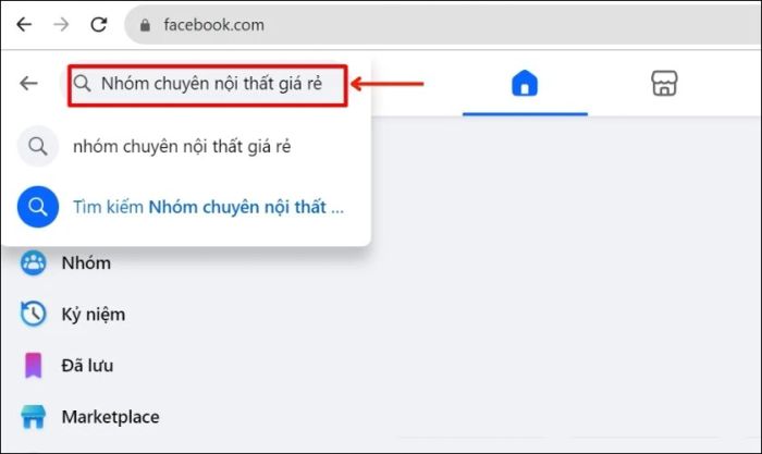 Tận dụng thanh tìm kiếm trên Facebook để tìm nhóm