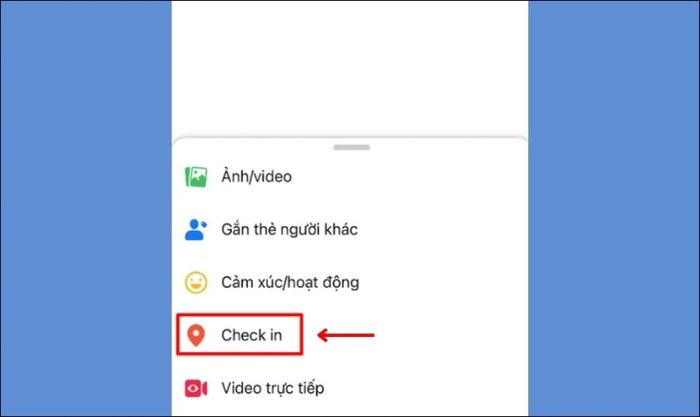 Chọn mục Check in tiếp theo