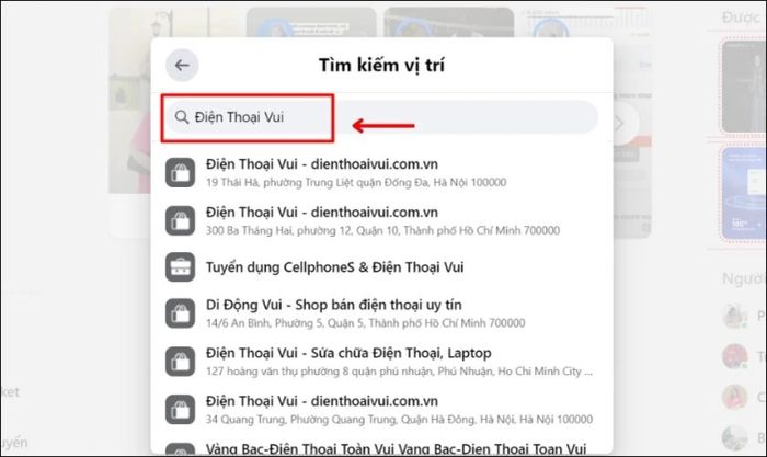 Nhập tên địa điểm cần tìm